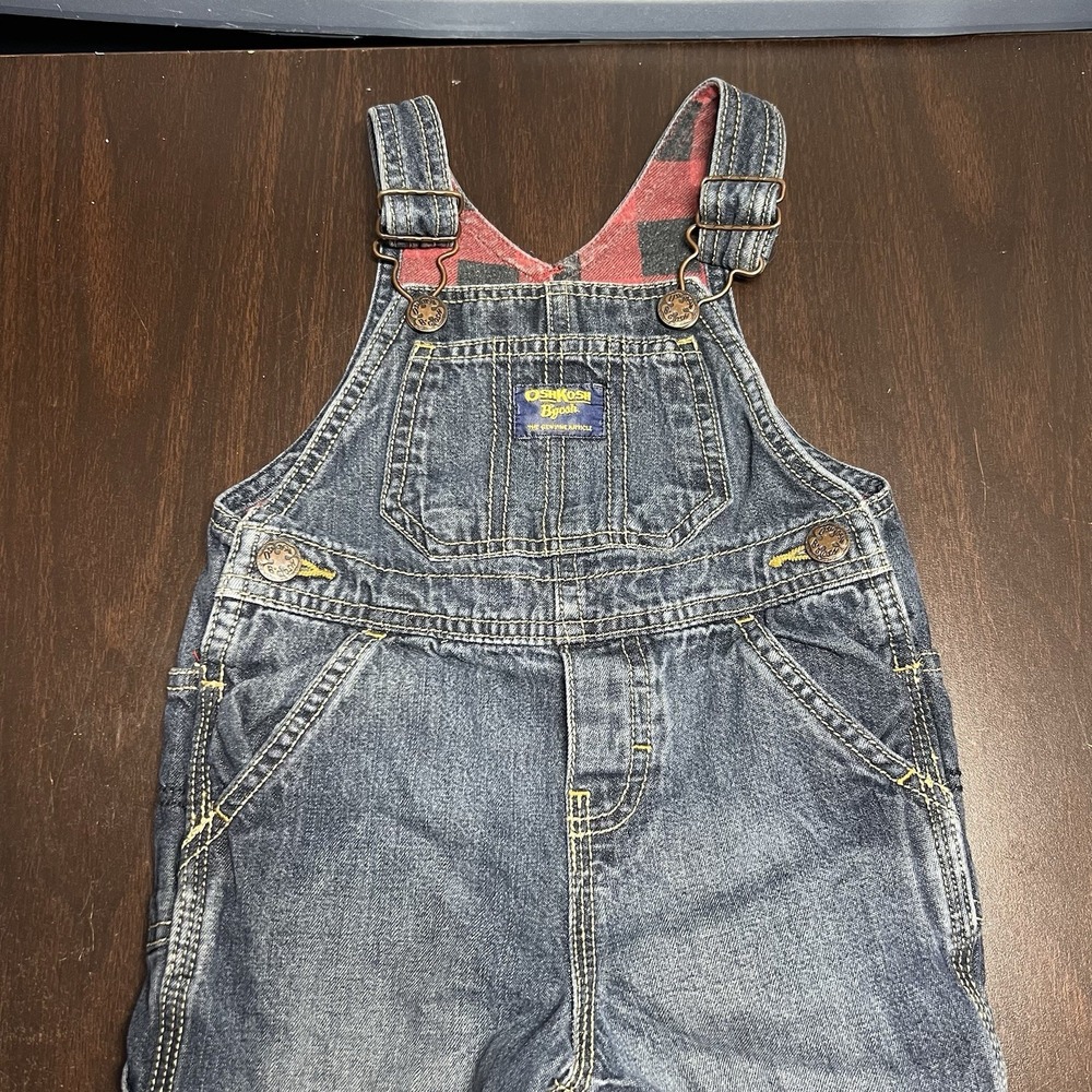 OshKosh B'gosh Unisex 18M‎ Vestback Denim Overalls Fully Lined Snap Bottom VGC